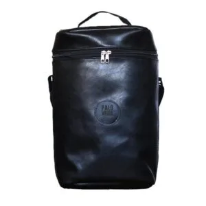 Bolso matero regulable 2 en 1 y morral Palo Verde impermeable eco cuero negro, con espacio para termo grande, yerbera, mate y porta bombilla. La alternativa de equipamiento rutero ideal con envío gratis para quienes buscan accesorios de marcas como Pimiento o Tricera en Argentina. Impermeable y anti golpe