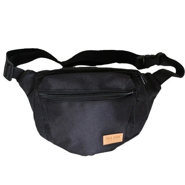 Riñonera urbana impermeable y reforzada Palo Verde con correa regulable. Riñonera de alta resistencia para uso diario en la ciudad, viajes, recitales y paseos con envío gratis en Argentina. color negro