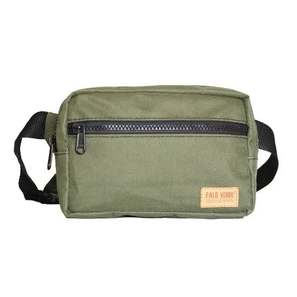 Riñonera urbana impermeable y reforzada Palo Verde con correa regulable. Riñonera de alta resistencia para uso diario en la ciudad, viajes, recitales y paseos con envío gratis en Argentina. color verde