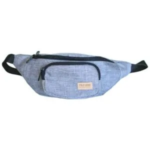 Riñonera urbana impermeable y reforzada Palo Verde con bolsillo oculto antirrobo y correa regulable. Riñonera de alta resistencia para uso diario en la ciudad, viajes, recitales y paseos con envío gratis en Argentina. color gris