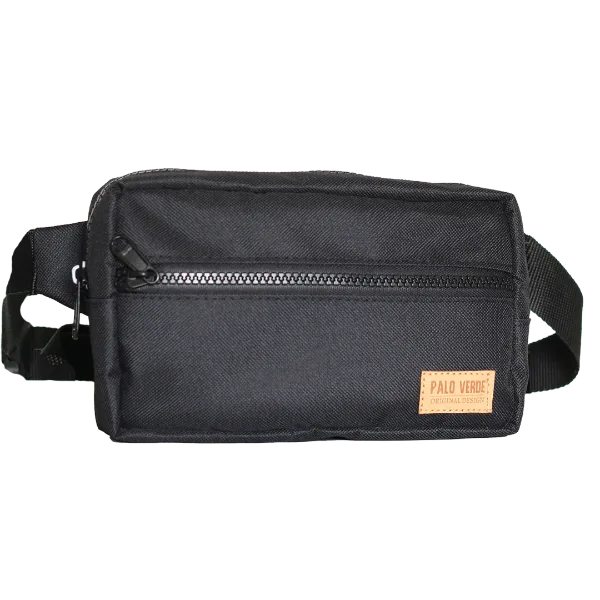 Riñonera urbana impermeable y reforzada Palo Verde con correa regulable. Riñonera de alta resistencia para uso diario en la ciudad, viajes, recitales y paseos con envío gratis en Argentina. color negro