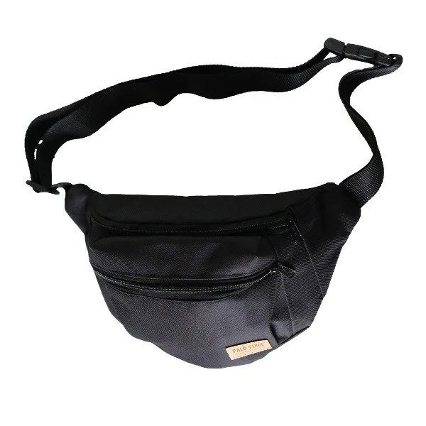 Riñonera urbana impermeable y reforzada Palo Verde con correa regulable. Riñonera de alta resistencia para uso diario en la ciudad, viajes, recitales y paseos con envío gratis en Argentina. color negro