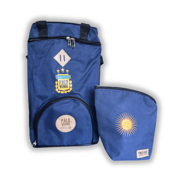 Combo Mundial. Mochila matera selección + Yerbera sol de Mayo
