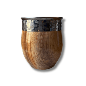 mate imperial de algarrobo laqueado brilloso con virola y fleje de acero inoxidable