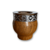 mate imperial de algarrobo encerado brilloso con virola y fleje de acero inoxidable pampa